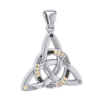 Celtic Knotwork Trinity Silver Pendant and Gemstones TPD1810 - Jewelry